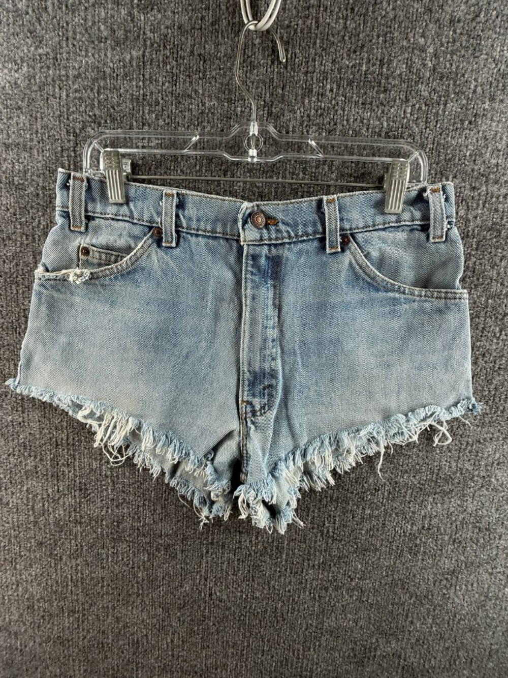 VTG Levis Orange Tab Blue 33 Short Jorts Denim USA Cutoff Shorts Women ACTL 31x2